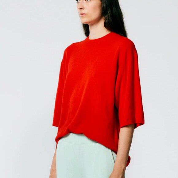 Tibi Featherweight Cashmere Oversized Easy T-Shirt - Picture 1 of 7